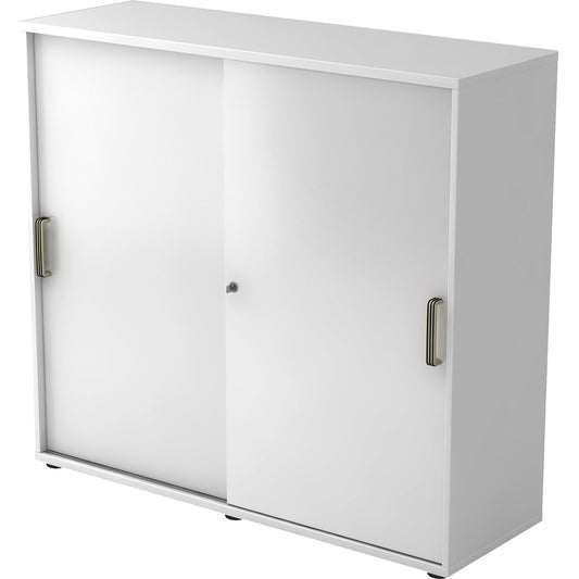 Hammerbacher Schiebetürenschrank 1.200 x 1.100 x 400 mm (B x H x T) Spanplatte, melaminharzbeschichtet Farbe der Front: weiß Farbe des Korpus: weiß