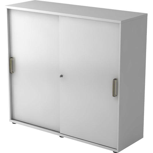 Hammerbacher Schiebetürenschrank 1.200 x 1.100 x 400 mm (B x H x T) Spanplatte, melaminharzbeschichtet Farbe der Front: grau Farbe des Korpus: grau
