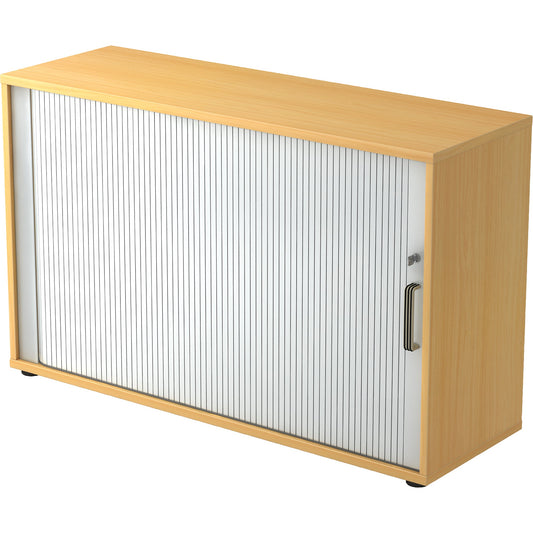 Hammerbacher Rollladenschrank 1.200 x 748 x 400 mm (B x H x T) silber buche