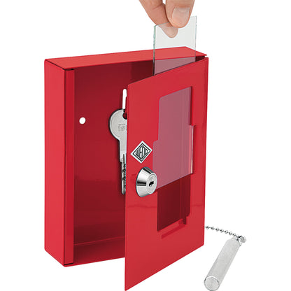 WEDO® Schlüsselschrank 12 x 15 x 4 cm (B x H x T) inkl. Klöppel, 2 Schlüsseln Stahlblech, pulverbeschichtet rot