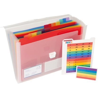 Exacompta Fächermappe Crystal DIN A4 inkl. bunte Indexstreifen Polypropylen transparent 13 Fächer