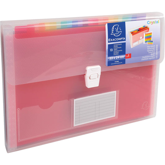 Exacompta Fächermappe Crystal DIN A4 inkl. bunte Indexstreifen Polypropylen transparent 13 Fächer