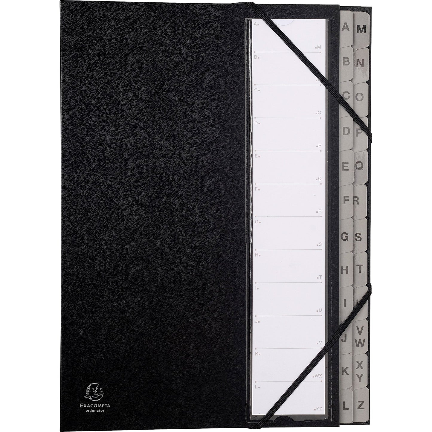 Exacompta Ordnungsmappe Ordonator® DIN A4 225g/m² Balacron Farbe: schwarz Farbe des Fächerblocks: grau 24 Fächer
