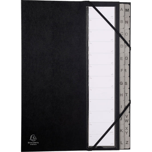 Exacompta Ordnungsmappe Ordonator® DIN A4 225g/m² Balacron Farbe: schwarz Farbe des Fächerblocks: grau 24 Fächer