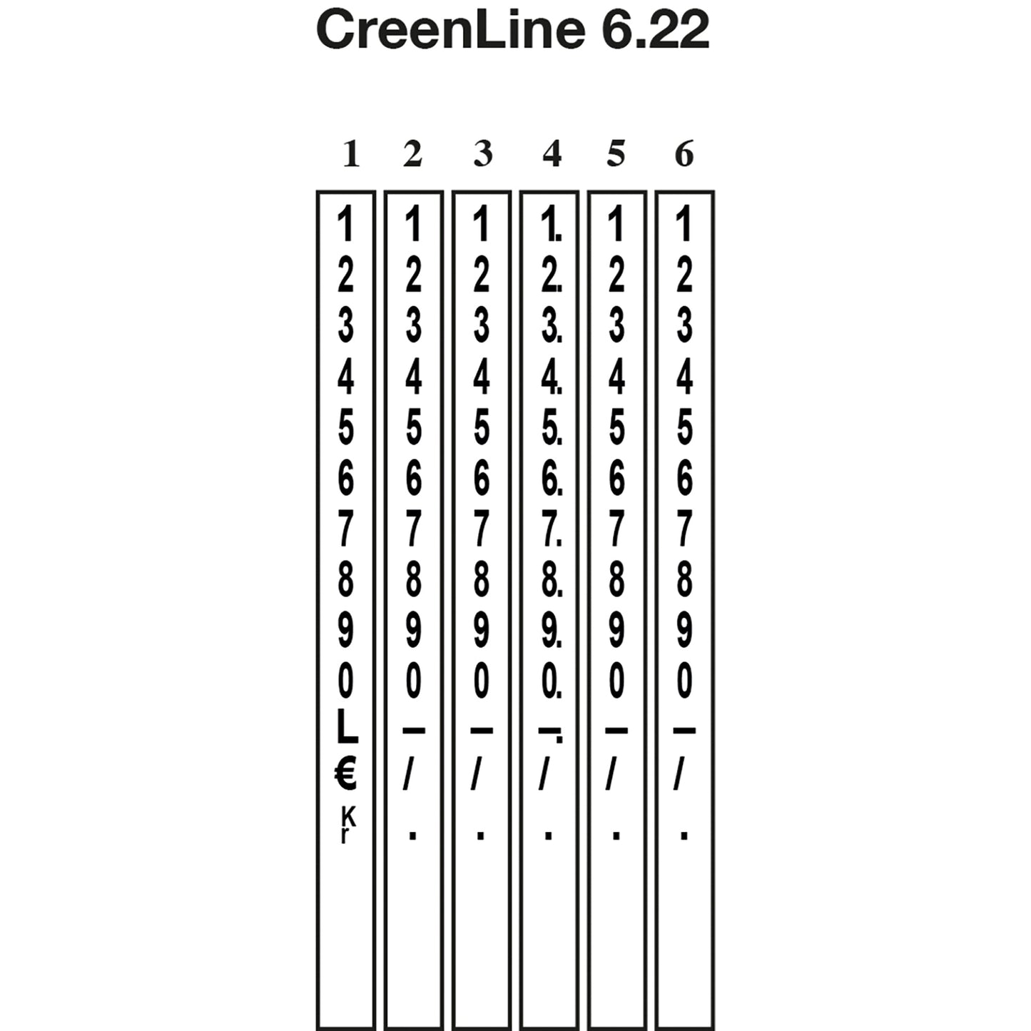 CreenLine Preisauszeichnungsgerät Set 6.22 1 Druckzeile 6 Zeichen/Zeile Preisauszeichnungsgerät CL 6.22, Ersatz-Farbrolle, 11 Rollen Etiketten (4 x fl. rot, 4 x fl. orange, 3 x fl. gelb) 22 x 12 mm mit Gummierung 2