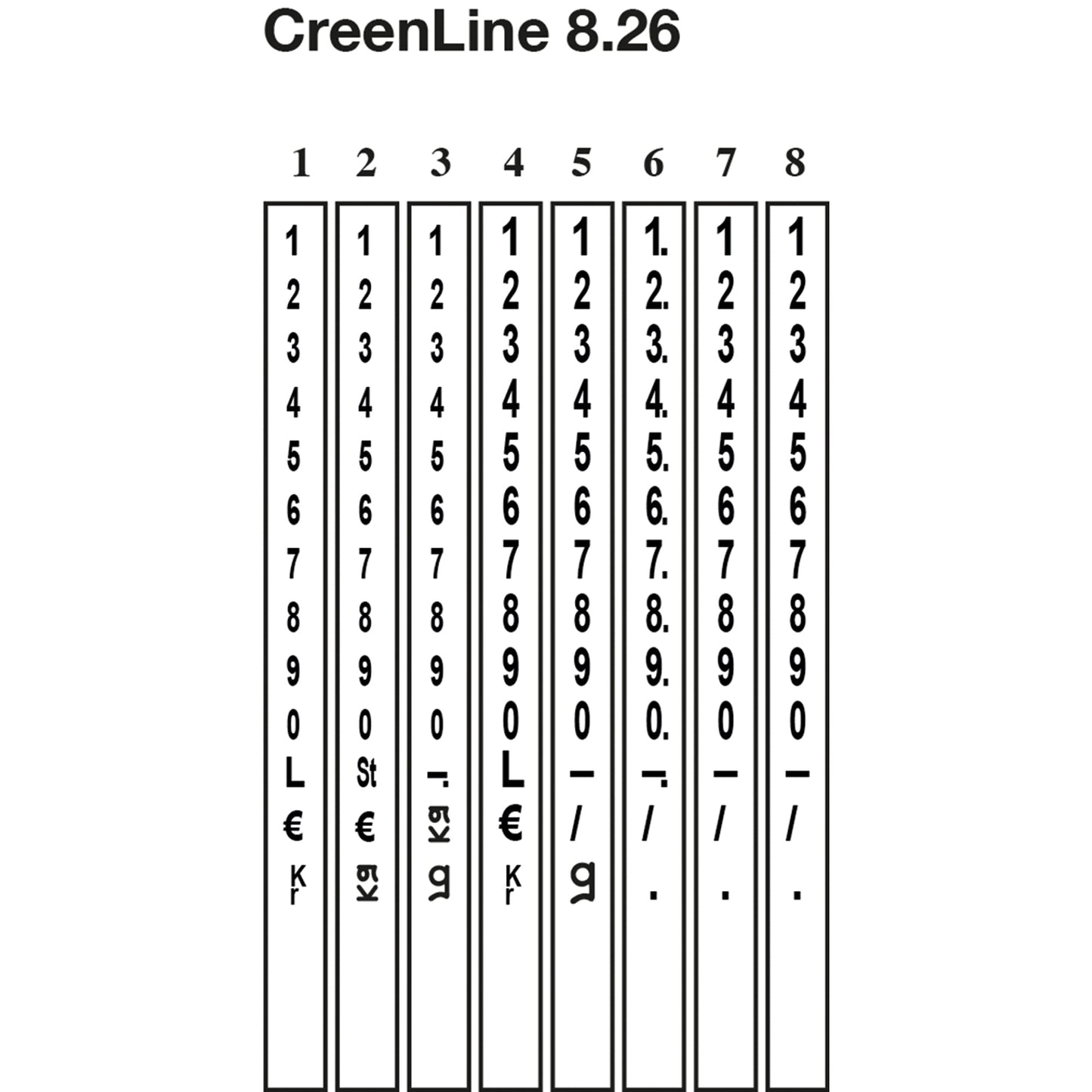 CreenLine Preisauszeichnungsgerät Set 8.26 1 Druckzeile 8 Zeichen/Zeile Preisauszeichnungsgerät CL 8.26, Ersatz-Farbrolle, 9 Rollen Etiketten (je 3 x fl. rot, fl. orange, fl. gelb) 26 x 12 mm mit Gummierung 2