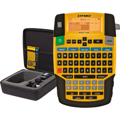 DYMO® Beschriftungsgerät RhinoT 4200 4 Display-Zeilen 7 Schriftgrößen 4 Druckzeilen inkl. Vinylband (12 mm, weiß), Kurzanleitung, Netzadapter (S0721440), Akku Li-Ion (S0895840)