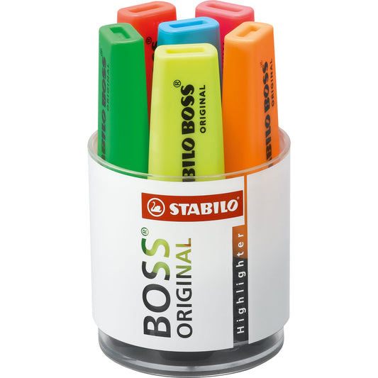 STABILO® Textmarker BOSS® ORIGINAL 2-5mm farbig sortiert Keilspitze 6 St./Pack.