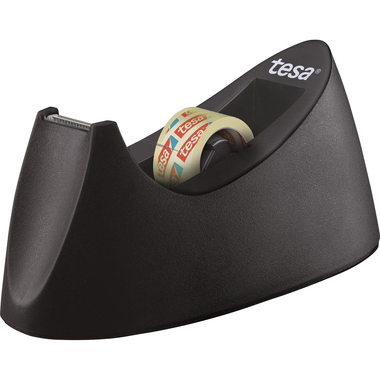 tesa® Tischabroller Easy Cut® Curve 19 mm x 33 m (B x L) inkl. tesafilm® transparent 19 mm x 10 m (B x L) ohne Lösungsmittel schwarz