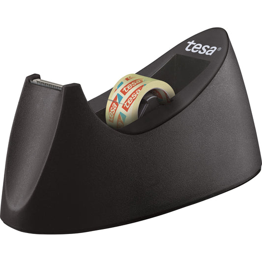 tesa® Tischabroller Easy Cut® Curve 19 mm x 33 m (B x L) inkl. tesafilm® transparent 19 mm x 10 m (B x L) ohne Lösungsmittel schwarz