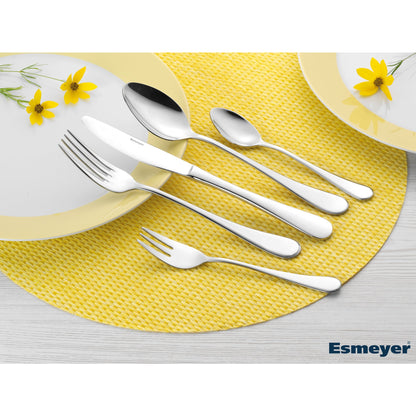 Esmeyer® Besteckgarnitur CELINE Mehrweg 6 x Löffel, Messer, Gabeln, Kaffeelöffel, Kuchengabeln Edelstahl 18/10, poliert silber