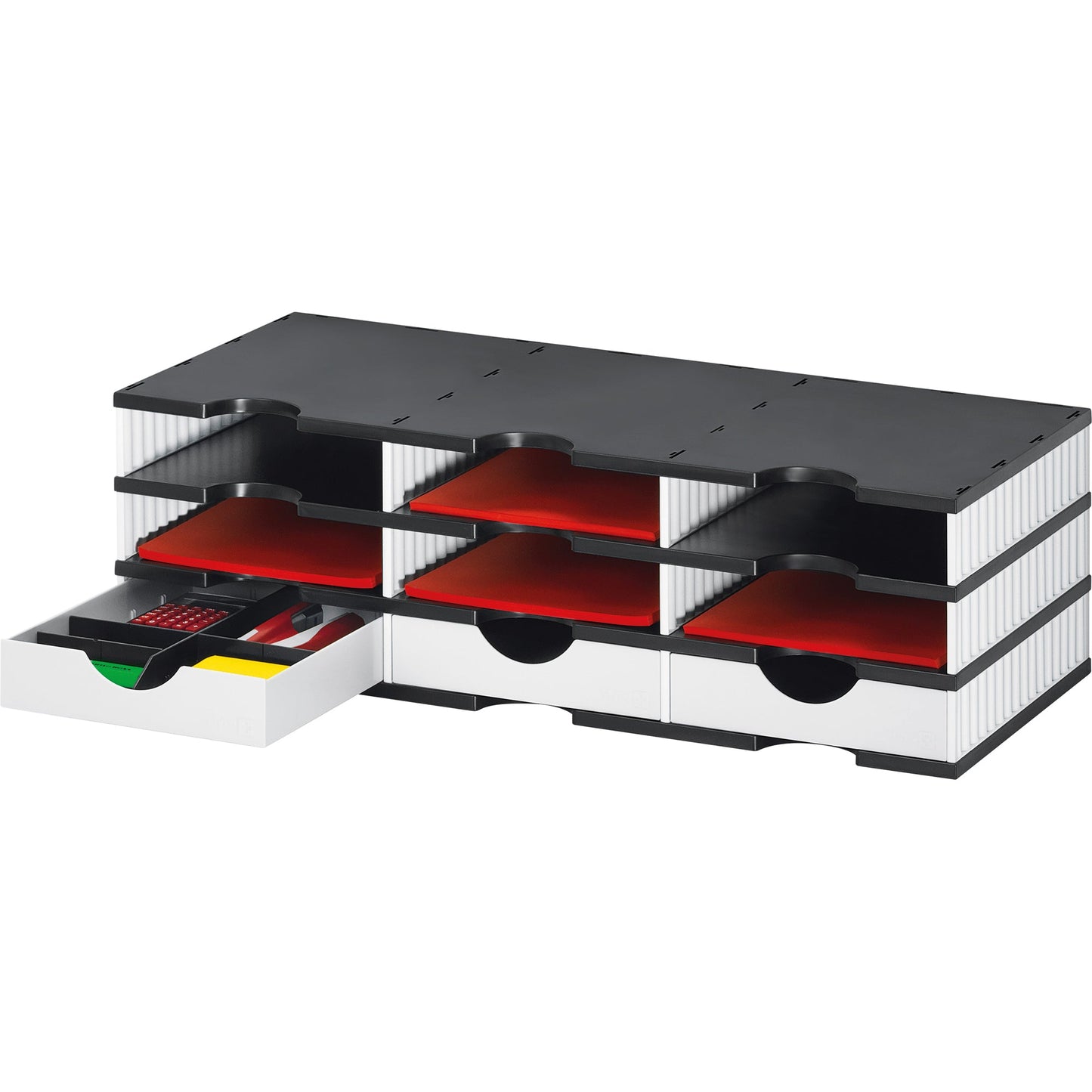styro Dokumentenablage styrodoc trio Grundeinheit 72,3 x 22,3 x 33,1 cm (B x H x T) Polystyrol weiß/schwarz