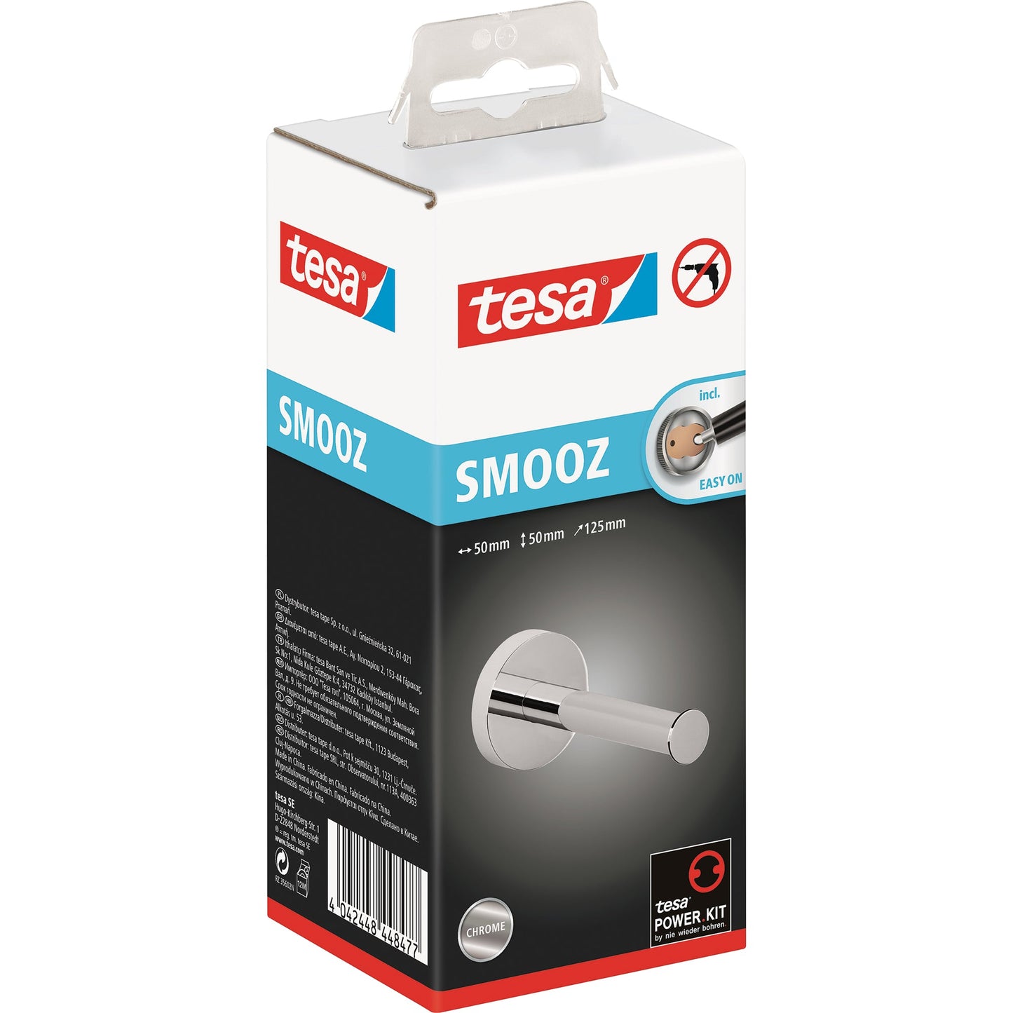 tesa® WC-Rollenhalter SMOOZ 5 x 12,5 cm (Ø x H) 1 Rolle inkl. Klebelösung Metall chrom