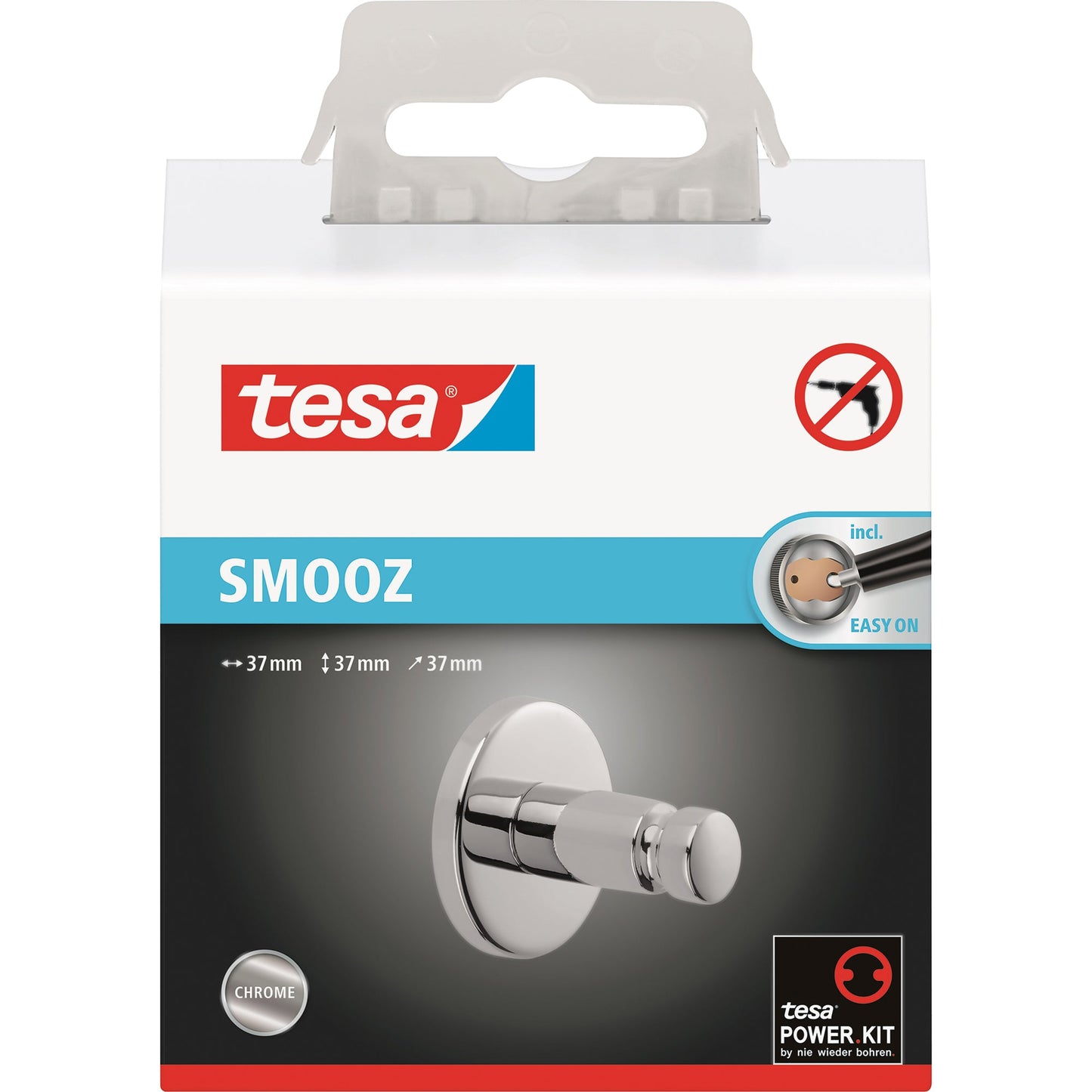tesa® Handtuchhaken SMOOZ 3,7 x 3,7 cm (Ø x H) Metall chrom
