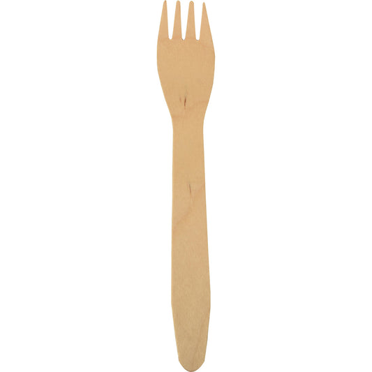 PAPSTAR Gabel pure Einweg 16,5cm Holz braun 100 St./Pack.