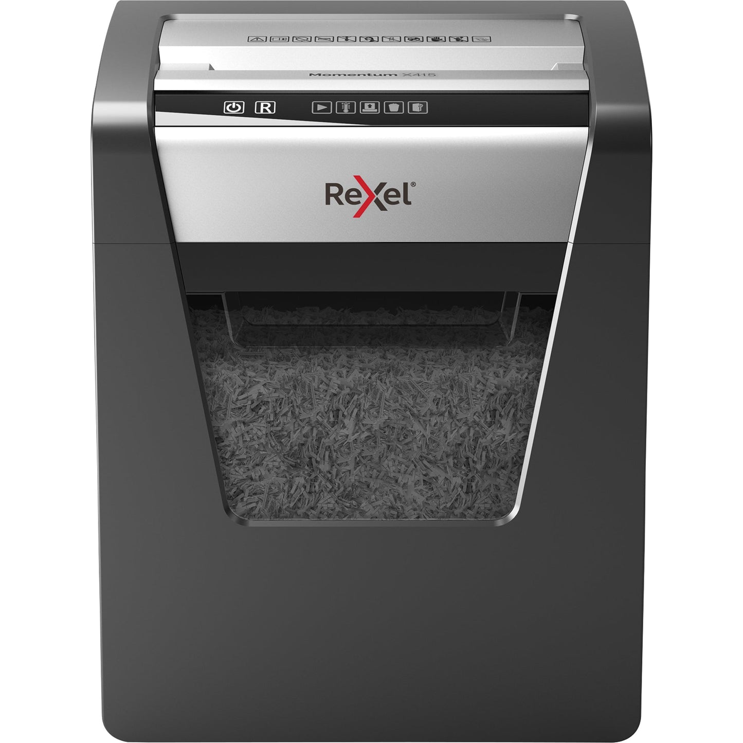 Rexel® Aktenvernichter Momentum X415 P-4 Papier, Heftklammern, Büroklammern, Kreditkarten Partikelschnitt 17 Bl. schwarz/silber