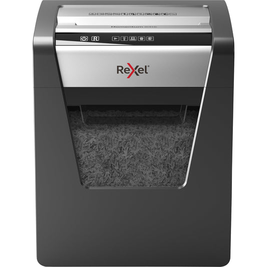 Rexel® Aktenvernichter Momentum X415 P-4 Papier, Heftklammern, Büroklammern, Kreditkarten Partikelschnitt 17 Bl. schwarz/silber