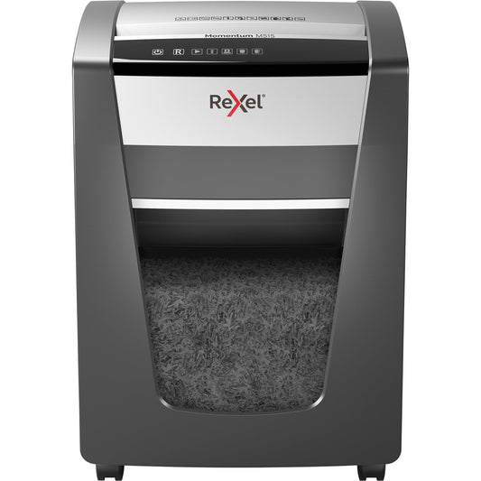 Rexel® Aktenvernichter Momentum M515 P-5 Papier, Heftklammern, Büroklammern Partikelschnitt 17 Bl. schwarz/silber