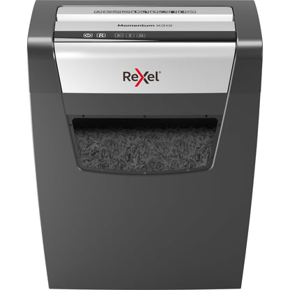 Rexel® Aktenvernichter Momentum X312 P-3 Papier, Heftklammern, Büroklammern Partikelschnitt 13 Bl. schwarz/silber