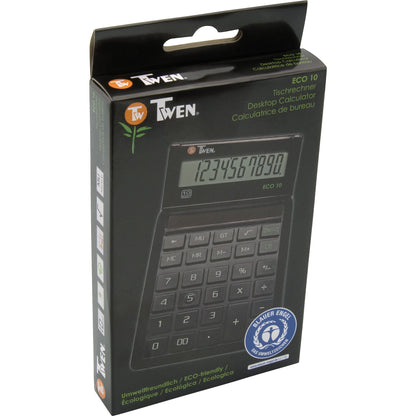 TWEN Tischrechner Eco 10 92 x 25 x 150 mm (B x H x T) Solar-Energie schwarz