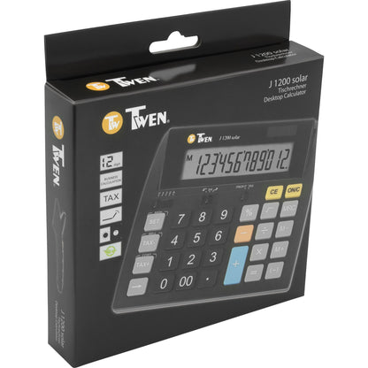 TWEN Tischrechner J 1200 Solar 149 x 25 x 144 mm (B x H x T) Batterie, Solar-Energie schwarz