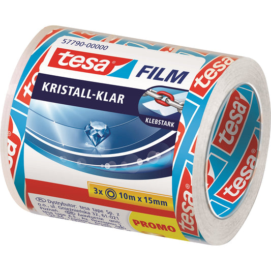tesa® Klebefilm tesafilm® kristall-klar 15 mm x 10 m (B x L) einseitig klebend ohne Lösungsmittel Polypropylen durchsichtig 3 St./Pack.
