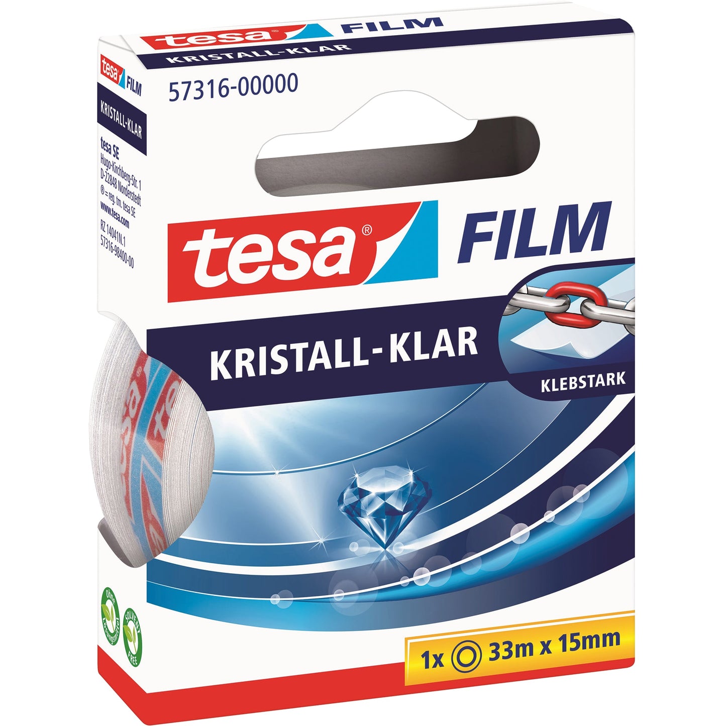 tesa® Klebefilm tesafilm® kristall-klar 15 mm x 33 m (B x L) einseitig klebend ohne Lösungsmittel Polypropylen durchsichtig