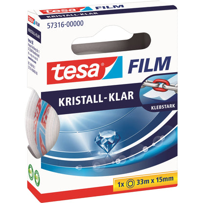 tesa® Klebefilm tesafilm® kristall-klar 15 mm x 33 m (B x L) einseitig klebend ohne Lösungsmittel Polypropylen durchsichtig