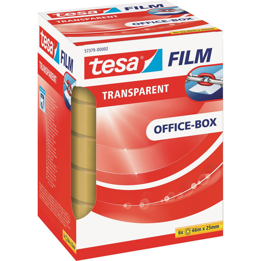 tesa® Klebefilm tesafilm® transparent Office-Box 25 mm x 66 m (B x L) einseitig klebend ohne Lösungsmittel Polypropylen transparent 6 St./Pack.