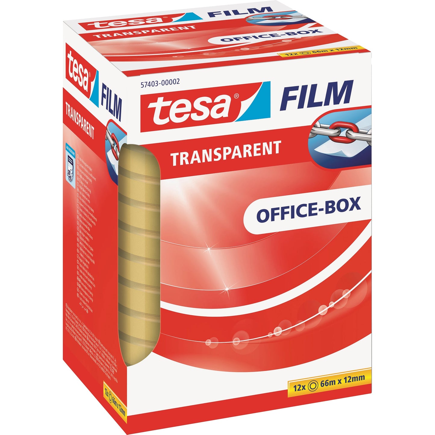 tesa® Klebefilm tesafilm® transparent Office-Box 12 mm x 66 m (B x L) einseitig klebend ohne Lösungsmittel Polypropylen transparent 12 St./Pack.
