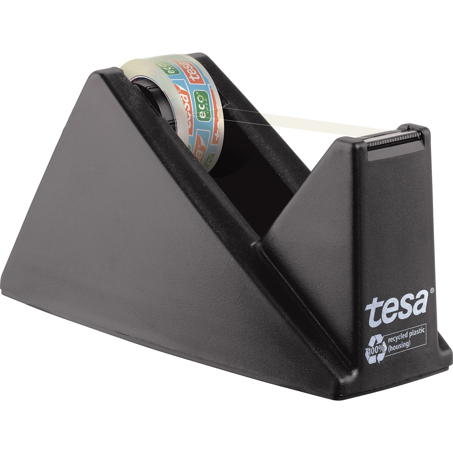 tesa® Tischabroller Easy Cut® Economy Promo 19 mm x 33 m (B x L) inkl. 1 Rolle tesafilm® Eco & Clear, 15 mm x 10 m (B x L) ohne Lösungsmittel schwarz