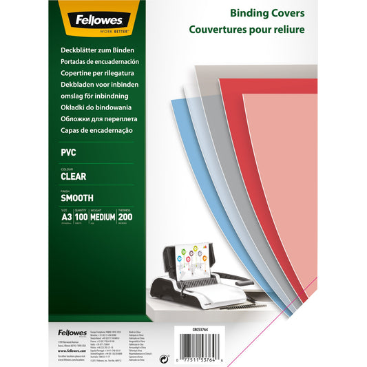 Fellowes® Deckblattfolie DIN A3 200µm PVC transparent 100 St./Pack.