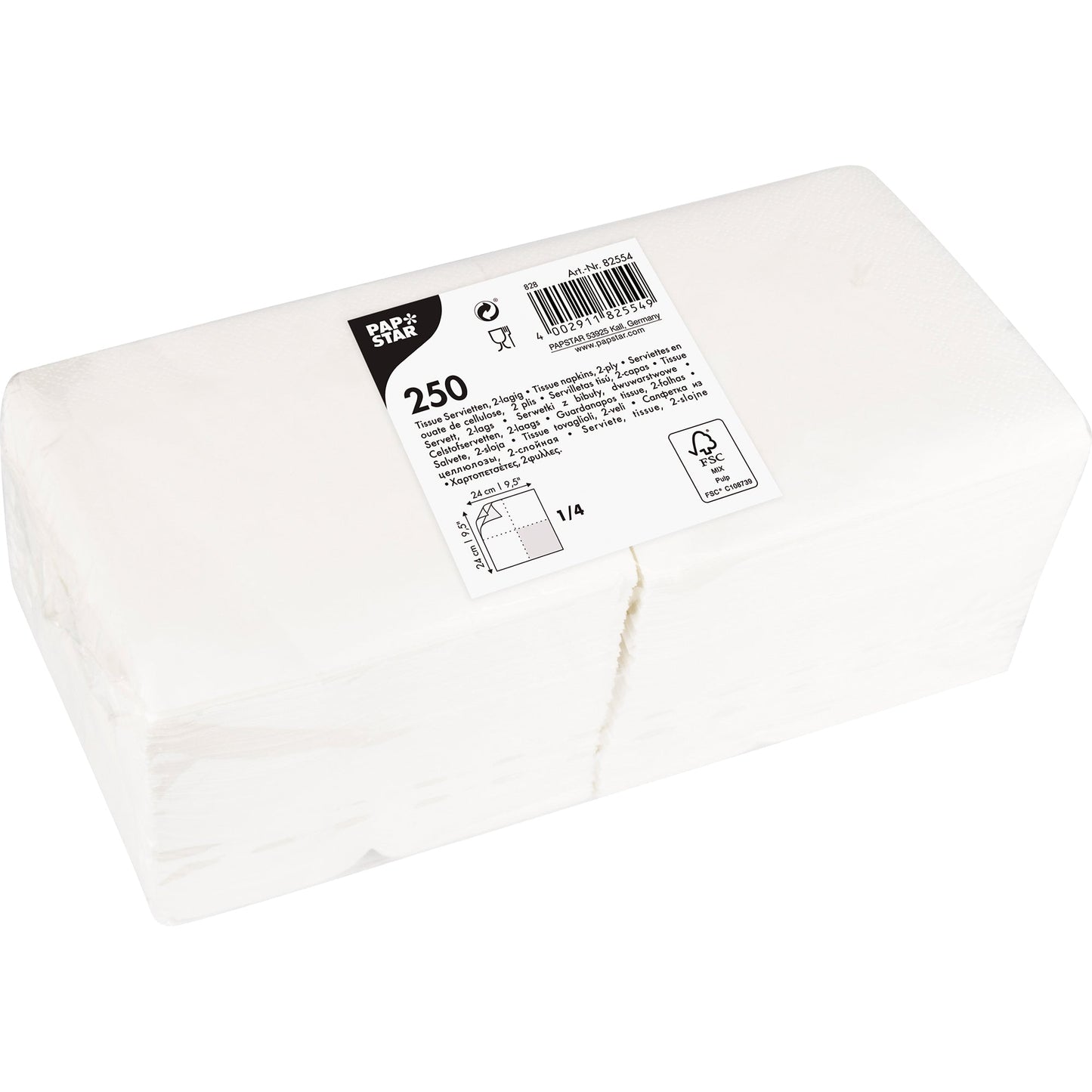 PAPSTAR Servietten 24 x 24 cm (B x L) weiß 250 St./Pack.