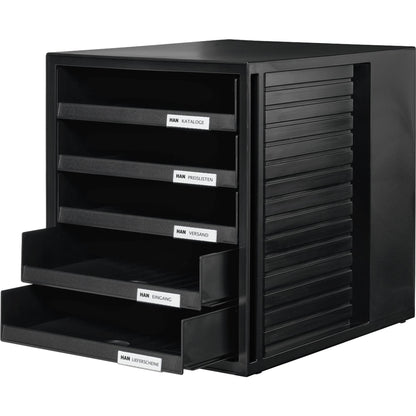 HAN Schubladenbox SCHRANK-SET 5 Schubladen DIN A4 Polystyrol Gehäusefarbe: schwarz Farbe der Schublade: schwarz