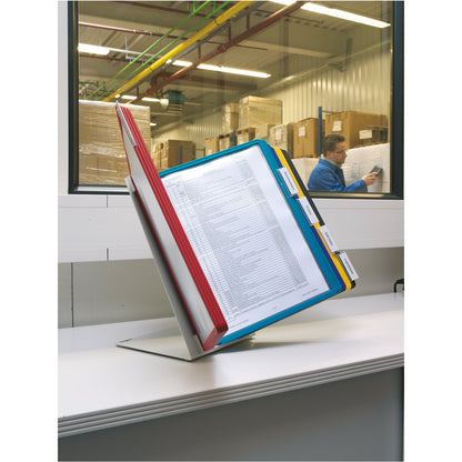 DURABLE Sichttafelständer VARIO® TABLE 20 46 x 40,5 x 37 cm (B x H x T) Stahl/Polyurethan/Polyamid/Polypropylen/PVC Anzahl der mitgelieferten Sichttafeln: 20 Sichttafeln je 5 x dunkelblau, gelb, grün, rot
