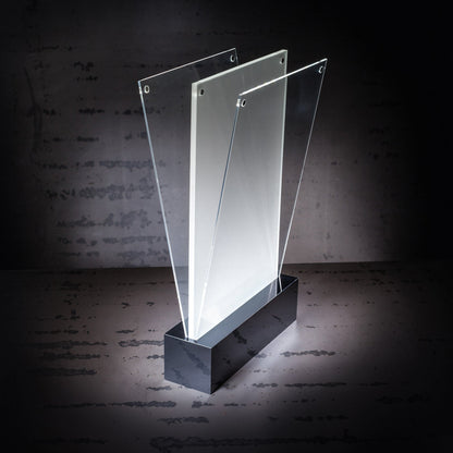 SIGEL Tischaufsteller Luminous 15,9 x 25,4 x 4,6 cm (B x H x T) DIN A5 beidseitig verwendbar Acryl glasklar/schwarz