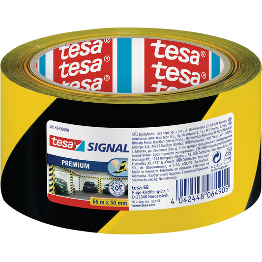 tesa® Signalklebeband Premium 50 mm x 66 m (B x L) Polyvinylchlorid gelb/schwarz