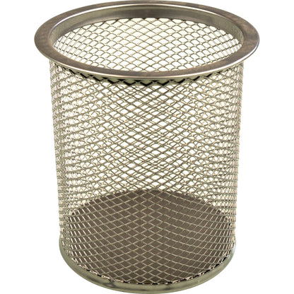 helit Stifteköcher the round network 9 x 10 cm (Ø x H) Metall silber