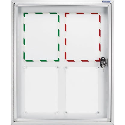 magnetoplan® Schaukasten CC Außenbereich 90 x 79 x 6,5 cm (B x H x T) 6 x DIN A4 mit Schloss Aluminium