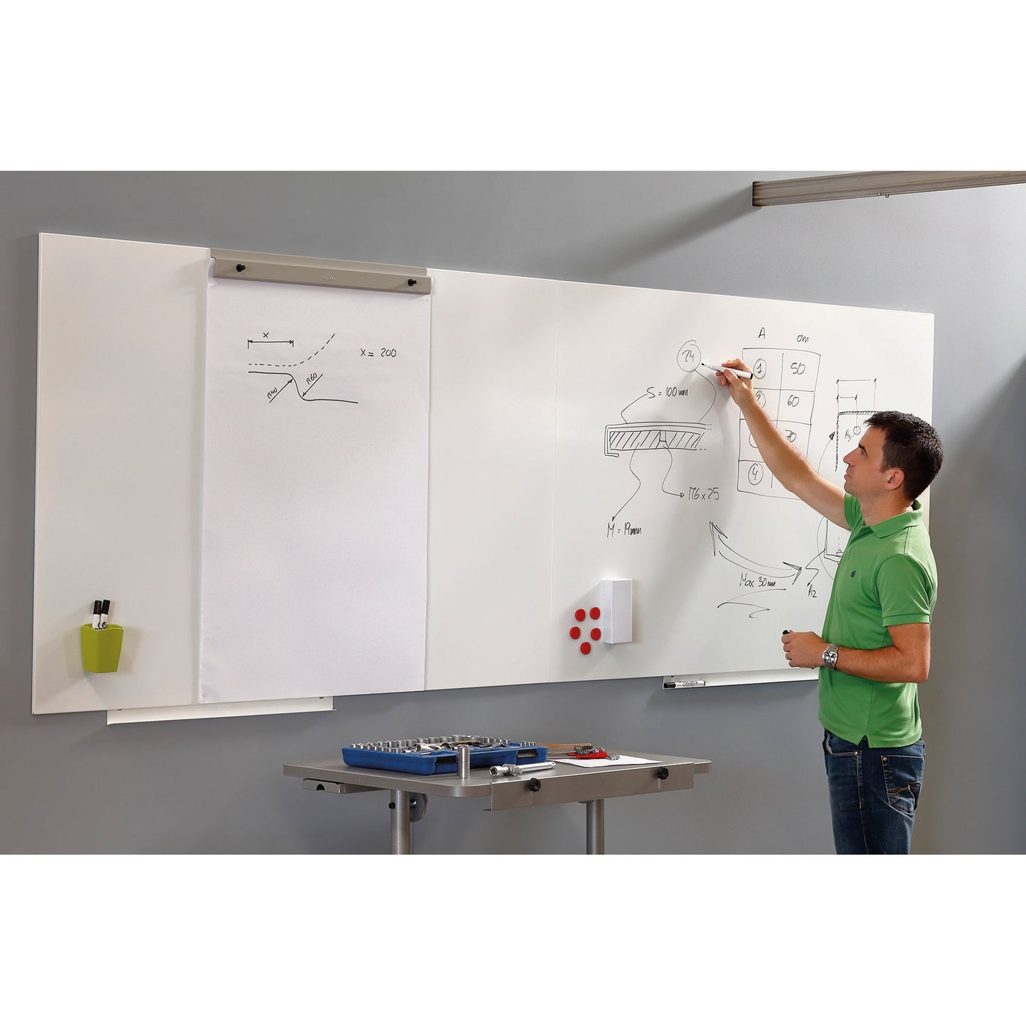 rocada Whiteboard Skin Standard Maße der Oberfläche: 75 x 115 cm (B x H) Tafel magnethaftend nicht beidseitig beschreibbar Stahl lackiert weiß