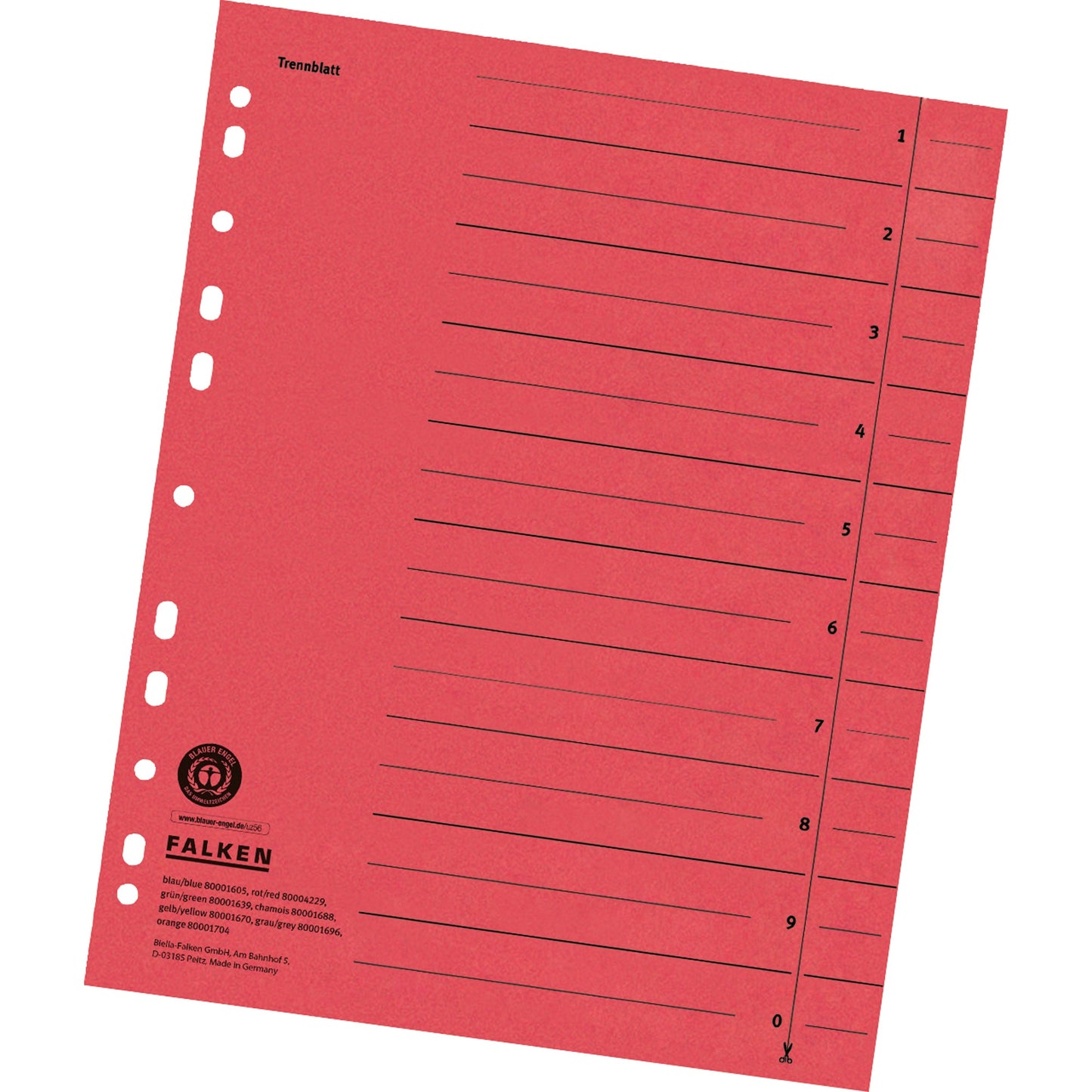 Falken Trennblatt DIN A4 Manilakarton rot 100 St./Pack.