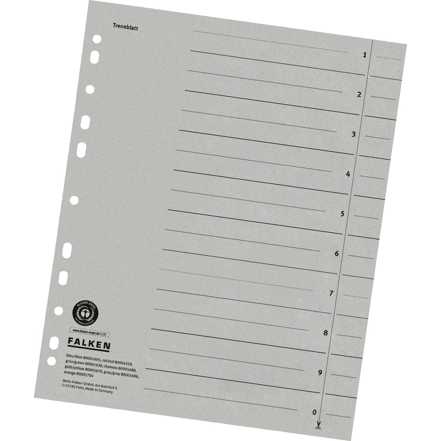 Falken Trennblatt DIN A4 Manilakarton grau 100 St./Pack.