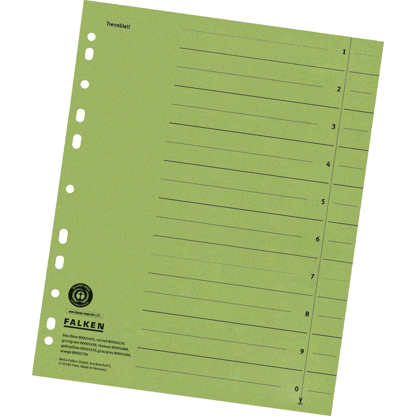 Falken Trennblatt DIN A4 Manilakarton grün 100 St./Pack.