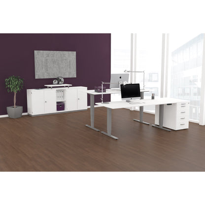 Geramöbel Schreibtisch Elektro-Flex Maße: 1.600 x 650-1.250 x 800 mm (B x H x T) Dreischicht-Feinspan, melaminharzbeschichtet buche