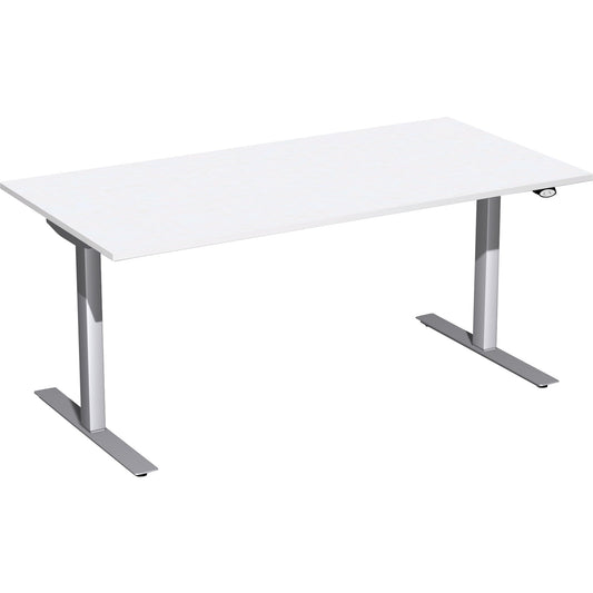 Geramöbel Schreibtisch Elektro-Flex Maße: 1.600 x 650-1.250 x 800 mm (B x H x T) Dreischicht-Feinspan, melaminharzbeschichtet weiß