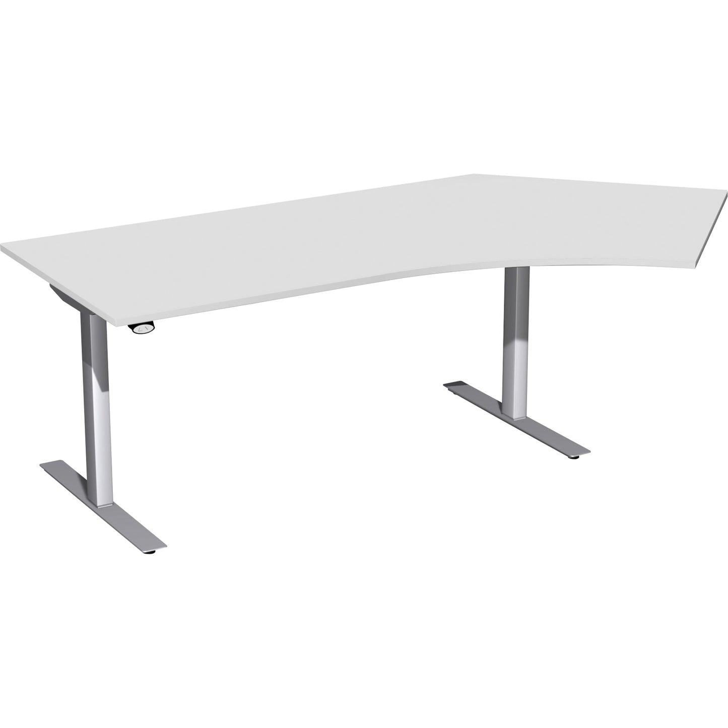 Geramöbel Schreibtisch Elektro Flex Maße: 2.166 x 650-1.250 x 800/1.131 mm (B x H x T) Dreischicht-Feinspan, melaminharzbeschichtet lichtgrau