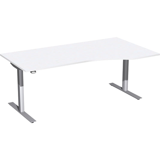 Geramöbel Schreibtisch Elektro Flex Maße: 1.800 x 650-1.250 x 800/1.000 mm (B x H x T) Dreischicht-Feinspan, melaminharzbeschichtet weiß