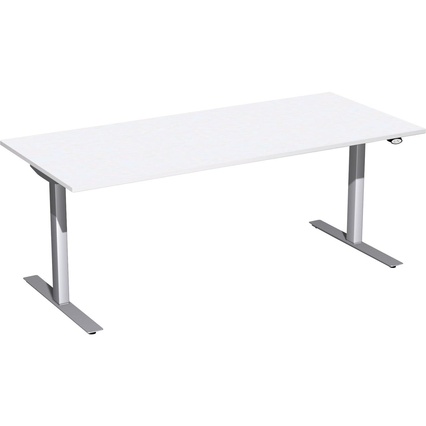 Geramöbel Schreibtisch Elektro-Flex Maße: 1.800 x 650-1.250 x 800 mm (B x H x T) Dreischicht-Feinspan, melaminharzbeschichtet weiß