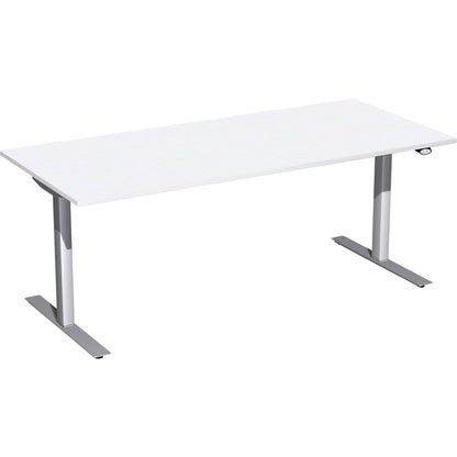 Geramöbel Schreibtisch Elektro-Flex Maße: 1.800 x 650-1.250 x 800 mm (B x H x T) Dreischicht-Feinspan, melaminharzbeschichtet weiß