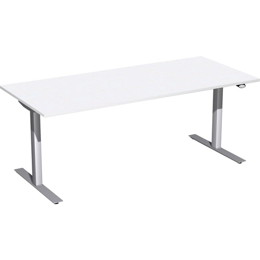 Geramöbel Schreibtisch Elektro-Flex Maße: 1.800 x 650-1.250 x 800 mm (B x H x T) Dreischicht-Feinspan, melaminharzbeschichtet weiß
